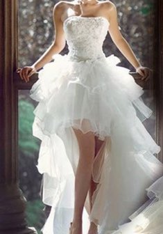 Свадебное платье Д52234. С пышной юбкой, короткое со шлейфом.